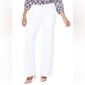 NYDJ Women’s Casual White Stretch Linen Wide leg Trouser Pants Plus Size 16